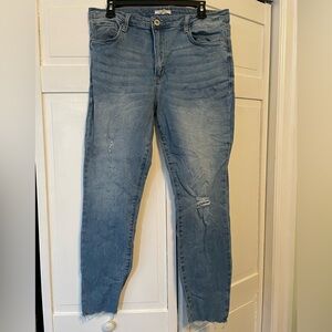 Women's Light Blue Distressed Skinny Jeans